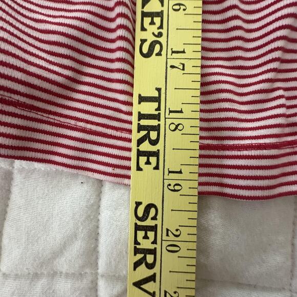 clothes Shirt Womens Medium Red White Striped Button Front V-Neck Retro Preppy - Picture 10 of 12